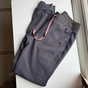 Figs Charcoal Jogger Pants with Pink Accent